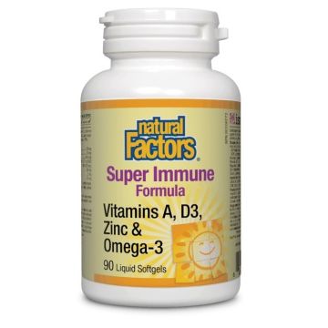 Natural Factors Super Immune Formula Витамин A, D3, Цинк & Омега-3 х 90 капсули
