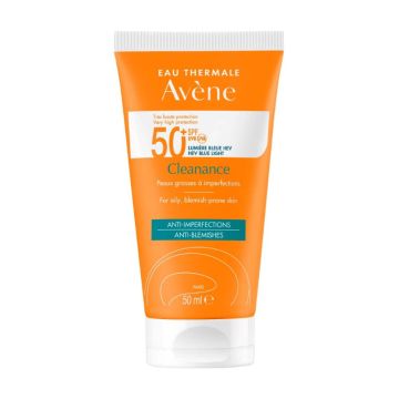 Avene Cleanance Слънцезащитен матиращ крем за лице за кожа, склонна към акне SPF50+ 50 мл