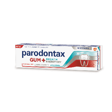 Parodontax Gum+ Breath & Sensitivity Whitening Избелваща паста за кървящи венци и чувствителни зъби 75 мл 