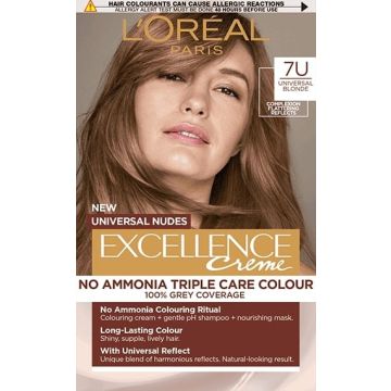 L’Oreal Excellence Universal Nudes Безамонячна боя за коса цвят 7U Blonde