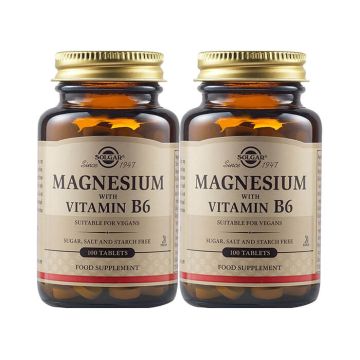 Solgar Magnesium with Vitamin B6 Магнезий и Витамин В6 х 100 таблетки 1+1 Промо комплект