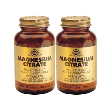 Solgar Magnesium Citrate Магнезиев Цитрат 200 мг х 60 таблетки 1+1 Промо комплект