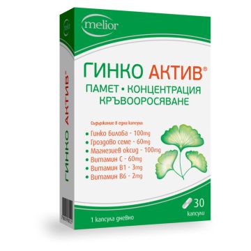 Гинко Актив за памет, концентрация и кръвооросяване х 30 капсули Doych