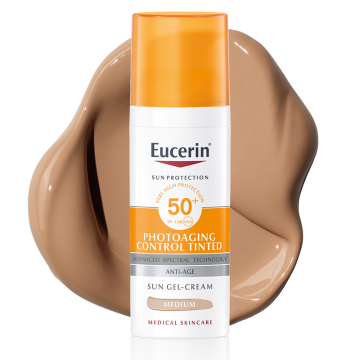 Eucerin Sun Photoaging Control Слънцезащитен оцветен гел-крем за контрол на фотостареенето SPF50+ Тъмен нюанс 50 мл