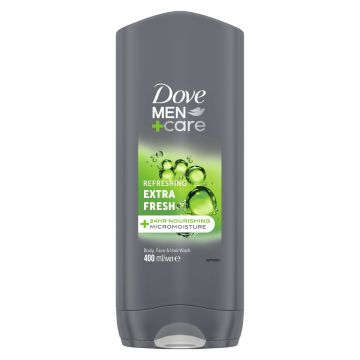 Dove Men+ Care Refreshing Extra Fresh душ гел за лице, тяло и коса за мъже 400 мл