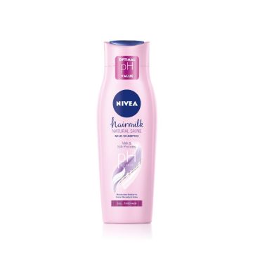 Nivea Hairmilk Natural Shine Подхранващ шампоан за блясък за изтощена коса 250 мл