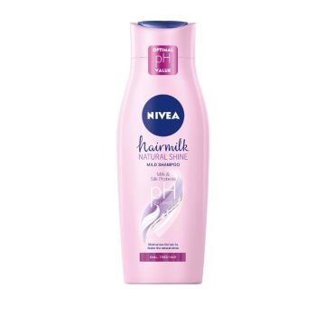 Nivea Hairmilk Natural Shine Подхранващ шампоан за блясък за изтощена коса 400 мл
