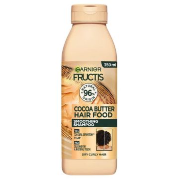 Garnier Fructis Cocoa Butter Hair Food Изглаждащ шампоан с какаово масло за непокорна коса 350 мл