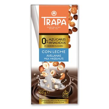 Trapa Шоколад млечен с лешници 0% захар 100 гр