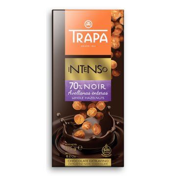 Trapa Шоколад натурален 70% какао и лешник Интензо 175 гр