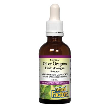 Natural Factors Organic Oil of Oregano натурално масло от риган антиоксидант с антимикробен ефект 60 мл