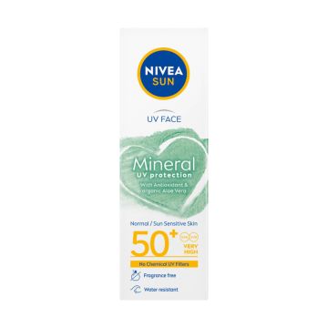 Nivea Sun Слънцезащитен крем за лице с минерални филтри SPF50+ 50 мл
