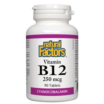 Natural Factors Vitamin B12 Цианкобаламин 250 мкг х 90 таблетки