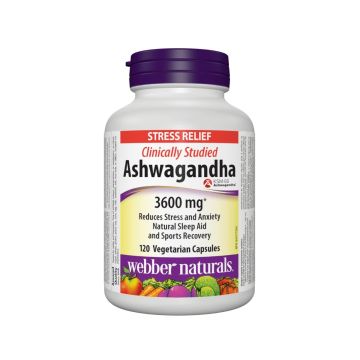 Webber Naturals Ashwaganda Ашваганда в подкрепа на нервната система 300 мг x120 веган капсули