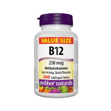 Webber Naturals Витамин В12 Метилкобаламин 250 мг х 200 сублингвални таблетки