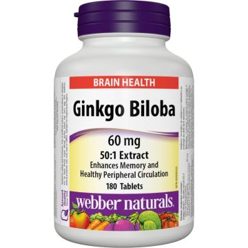 Webber Naturals Гинко Билоба 60 мг х180 таблетки