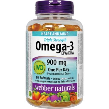 Webber Naturals Omega-3 Triple Strenght Омега-3 тройна концентрация 1425 мг х 80 софтгел капсули