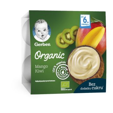 Gerber® Organic Десерт Манго, киви и кокос от 6-ия месец 4 бр в опаковка 360 гр