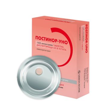 Постинор-Уно 1,5 mg 1 таблетка, диспергираща се в устата Gedeon Richter