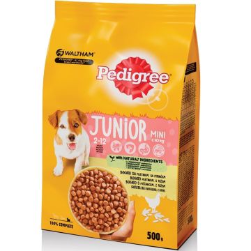 Pedigree Junior Mini Гранули пилешко и ориз за подрастващи кучета от малки породи 500 гр