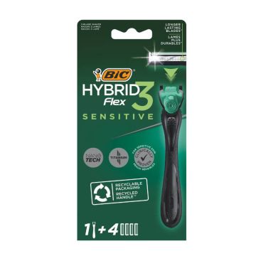 BIC Hybrid Flex 3 Sensitive Самобръсначка за мъже + резервни ножчета 1+4