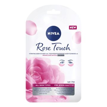 Nivea Rose Touch Хидратираща маска за околоочен контур с розова вода и хиалурон 1 чифт