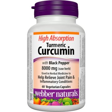 Webber Naturals High Absorption Turmeric Curcumin Куркума 8000 мг + Черен пипер x 60 веган капсули