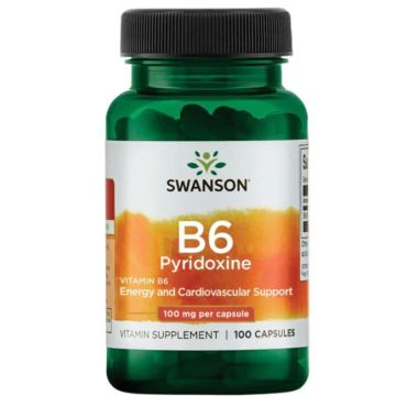 Swanson Vitamin B-6 Pyridoxine Витамин В6 пиридоксин 100 мг х 100 капсули