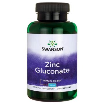 Swanson Zinc (Gluconate) Цинков Глюконат 50 мг х 250 капсули
