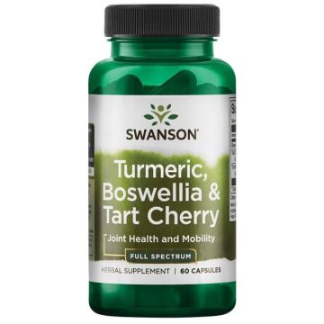 Swanson Full Spectrum Turmeric Boswellia Tart Cherry Пълен спектър куркума, босвелия и вишна 200/200/200 мг х 60 капсули