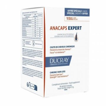 Ducray Anacaps Expert Хранителна добавка срещу хроничен косопад х 90 капсули