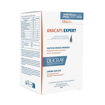 Ducray Anacaps Expert Хранителна добавка срещу хроничен косопад х 90 капсули