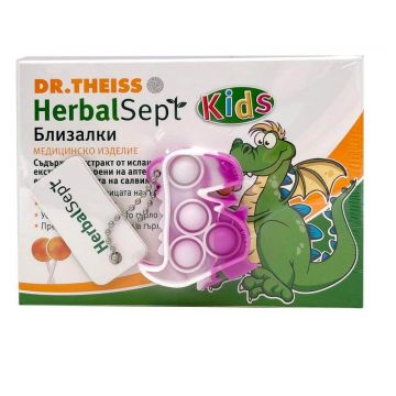 Dr. Theiss HerbalSept Kids Близалки при болки в гърлото 6 броя + подарък Комплект