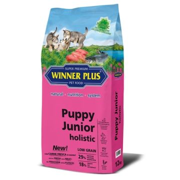 Winner Plus Puppy Junior holistic Холистична храна с патешко, сьомга и ориз за подрастващи кучета от всички породи 12 кг