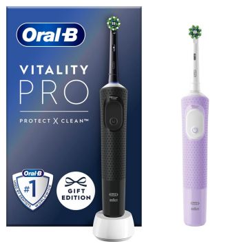 Oral-B Vitality Pro103 Електрическа четка за зъби черна + Електрическа четка за зъби лилава Комплект