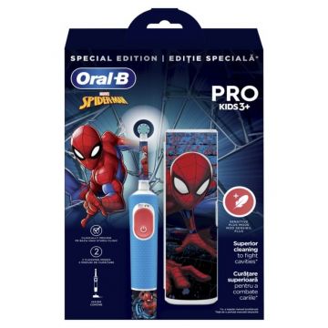 Oral-B Vitality D100 Spider Man Електрическа четка за зъби за деца 3+ години + Калъф за пътуване Комплект