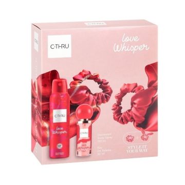 C-Thru Love Whisper Тоалетна вода за жени 30 мл + C-Thru Love Whisper Дезодорант спрей за жени 150 мл + Подарък: Скрънчи  Комплект