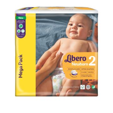 Пелени Libero Newborn Размер 2 Mega Pack 3-6 кг 104 броя