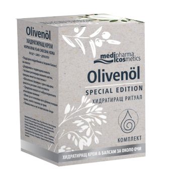 Olivenol Хидратиращ дневен крем с хиалурон и урея 50 мл + Olivenol Балсам за очи 15 мл Комплект