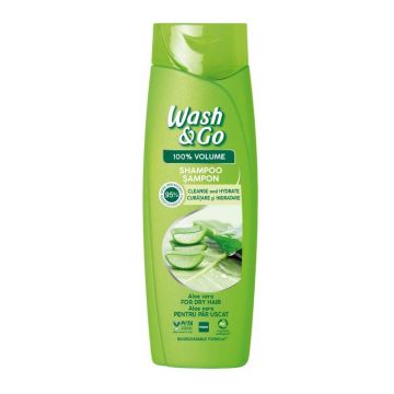Wash & Go Aloe Vera Extract Шампоан за обем за суха коса с екстракт от алое вера 360 мл