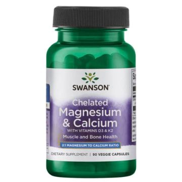 Swanson Albion Magnesium & Calcium with Vitamins D3 & K2 Албион магнезий и калций с витамини D3 и K2 х 90 капсули