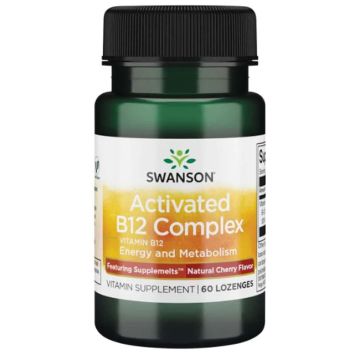 Swanson Activated B12 Complex - Natural Cherry Flavor Активиран комплекс B12 с естествен аромат на череша 2000 мкг х 60 дъвчащи таблетки 