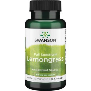 Swanson Full Spectrum Lemongrass Пълен спектър лимонова трева 400 мг х 60 капсули