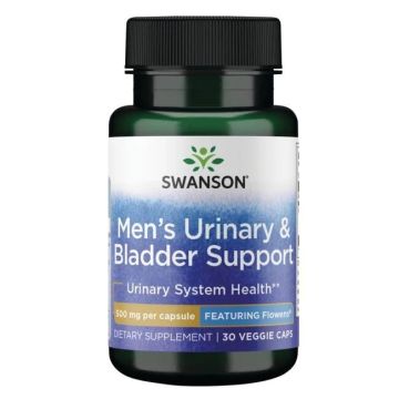 Swanson Men's Urinary and Bladder Support - Featuring Flowens Добавка за поддържане на пикочните пътища при мъжете 500 мг х 30 капсули
