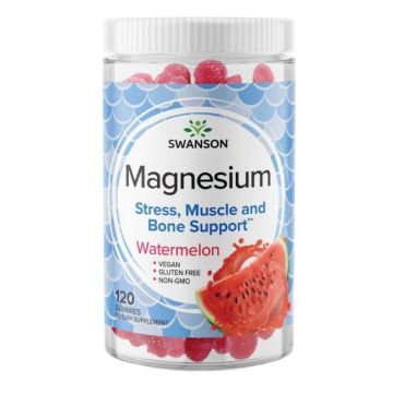 Swanson Magnesium Gummies - Watermelon Магнезий дъвчащи таблетки с вкус на диня х 120 дъвчащи таблетки