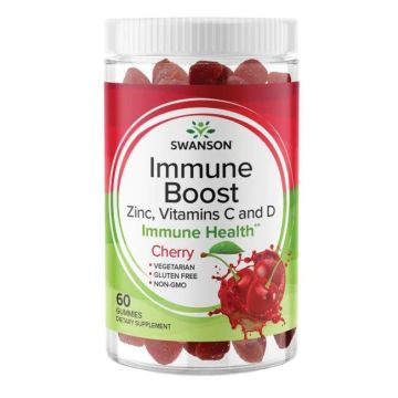 Swanson Immune Boost Gummies with Acerola, Zinc and Vitamin C & D - Cherry Имун Буст дъвчащи таблетки с вкус на череша х 60 дъвчащи таблетки