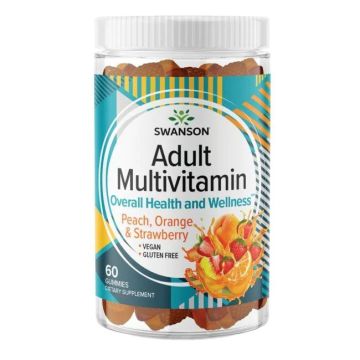 Swanson Adult Multivitamin Gummies - Peach, Orange & Strawberry Мултивитамини за възрастни – праскова, портокал и ягода х 60 дъвчащи таблетки