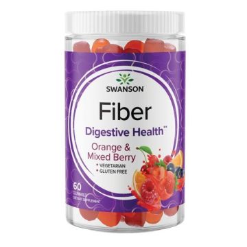 Swanson Fiber Gummies - Orange & Mix Berry Фибри - портокал и микс от горски плодове х 60 дъвчащи таблетки