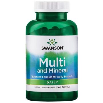 Swanson Multi and Mineral - Daily Ежедневни мултивитамини с желязо х 100 капсули