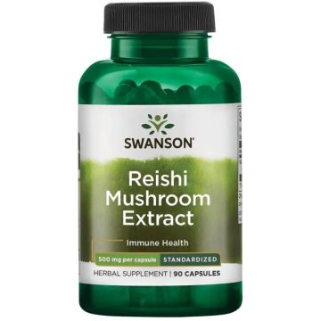 Swanson Reishi Mushroom Extract - Standardized Екстракт от гъба Рейши – стандартизиран 500 мг х 90 капсули